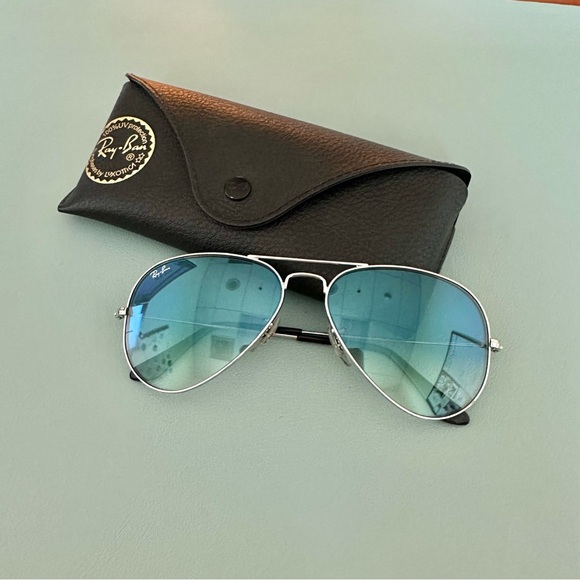 | ray ban • blue lense 2035 aviator silver frame | - Picture 16 of 16